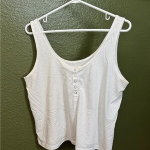 UpWest White Tank Top with Button Detail